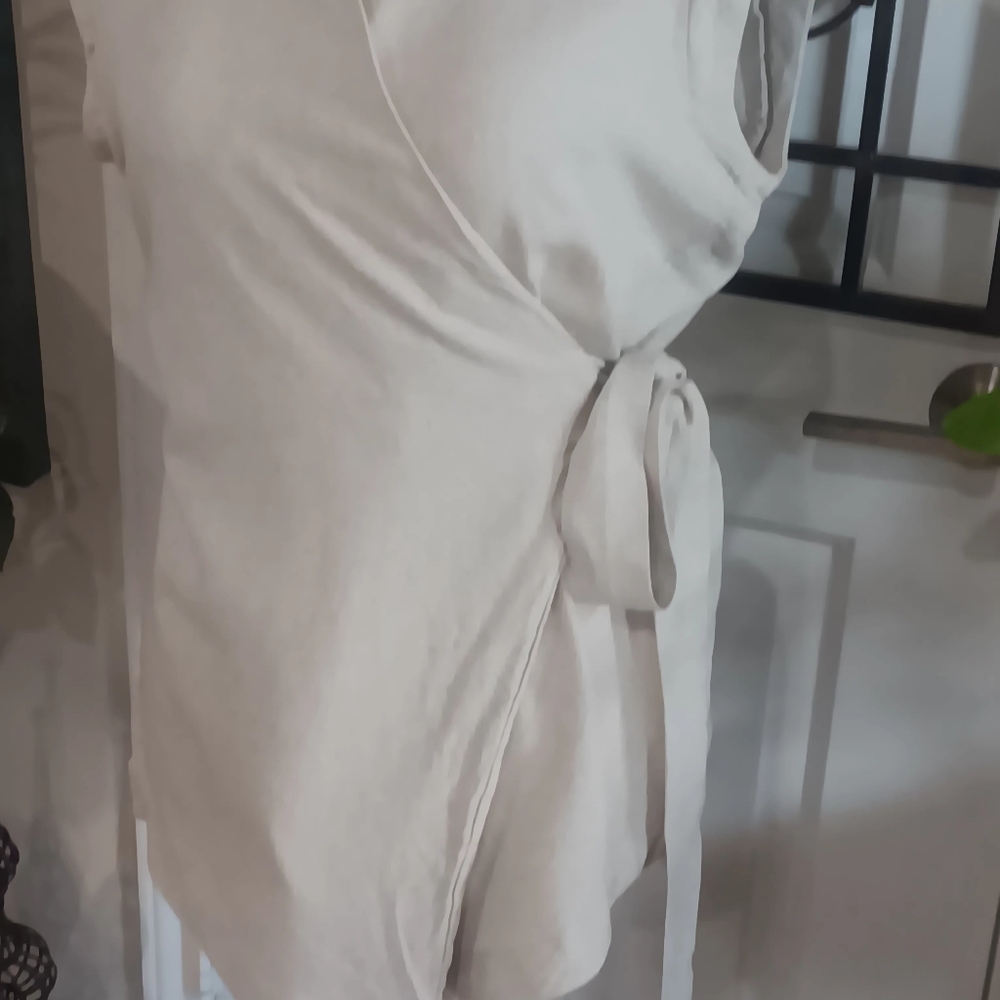 CARUSO Linen Blend Asymmetrical True Wrap Sleeveless Vest Size Medium - Picture 3 of 9
